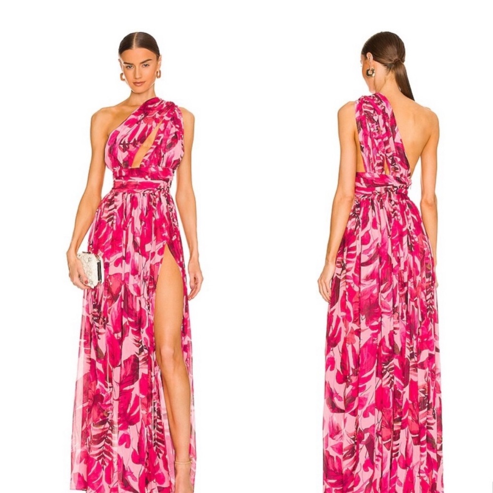 Elegant Pink Floral One-Shoulder Dress